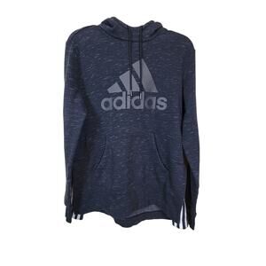 Adidas Pullover Fleece Hoodie Sweatshirt Women's Medium Black Kangaroo Pocket